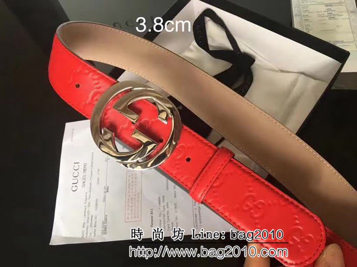 古馳CUCCI 頭層小牛皮壓花 純銅扣 原單經典男士皮帶 GHG1041